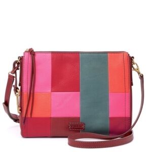 Fossil Multi Leather Square Patch‎ Clutch Crossbody Handbag